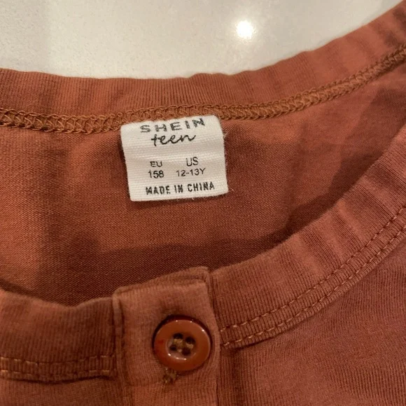 SHEIN youth 12-13 brown long sleeve shirt - Picture 2 of 3